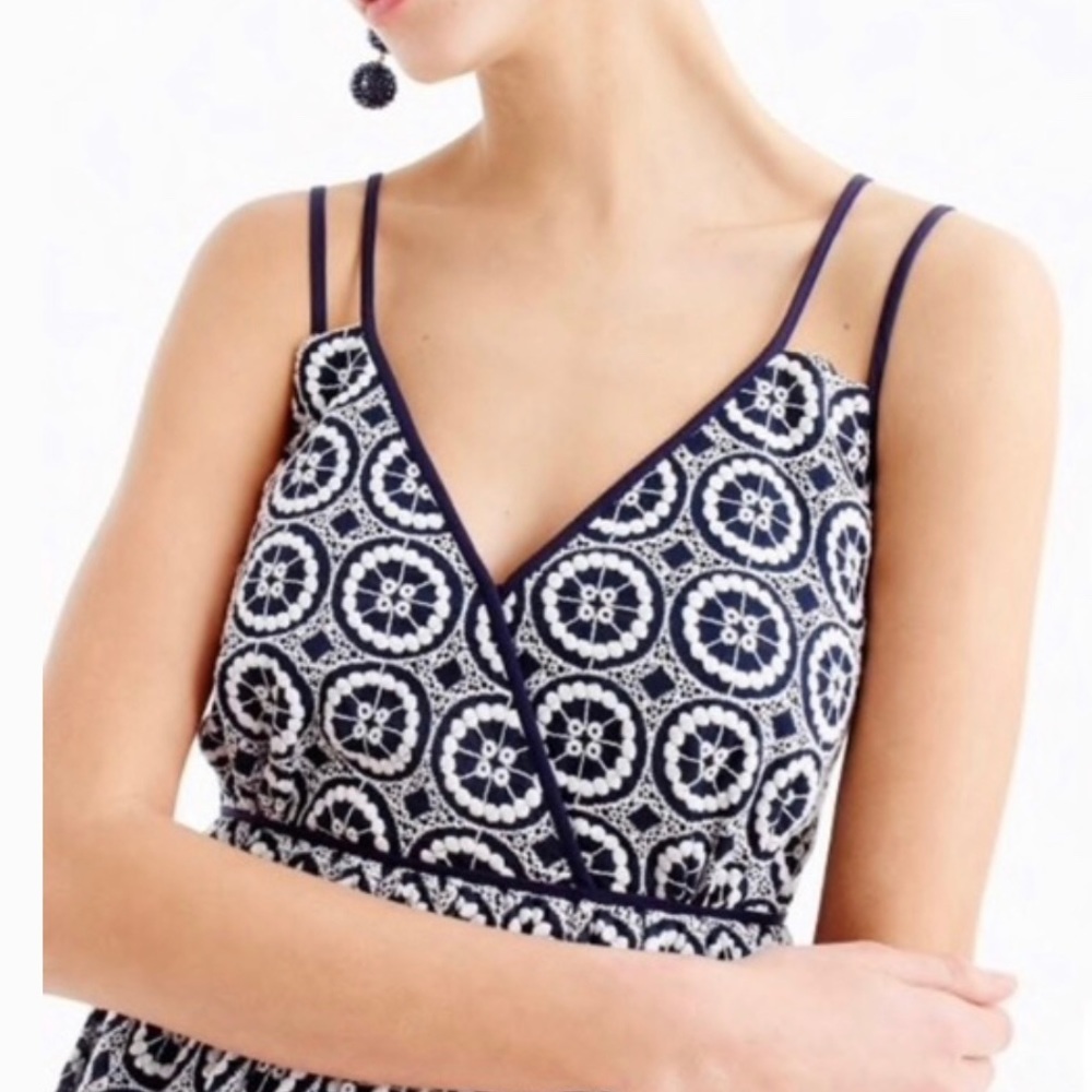 jcrew. NWT dbl strap geometric eyelet/lace midi